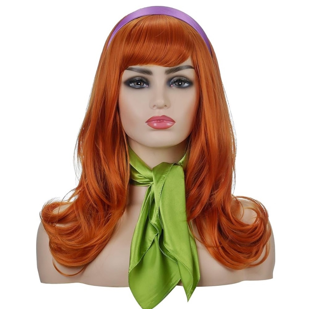 Amazon Orange Wig with Purple Headband and Green Scarf